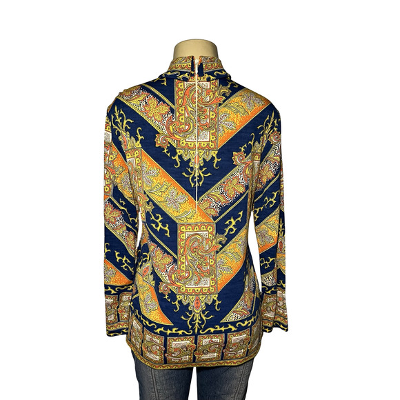 Vintage Hooper Vienna Model Shirt Womens Medium Paisley Austria 70s Blouse Retro - Picture 4 of 13